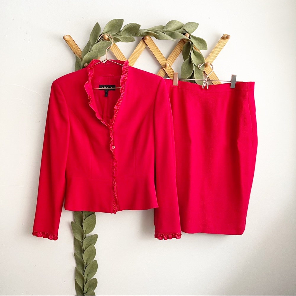 Escada Bright Red Vintage Suit